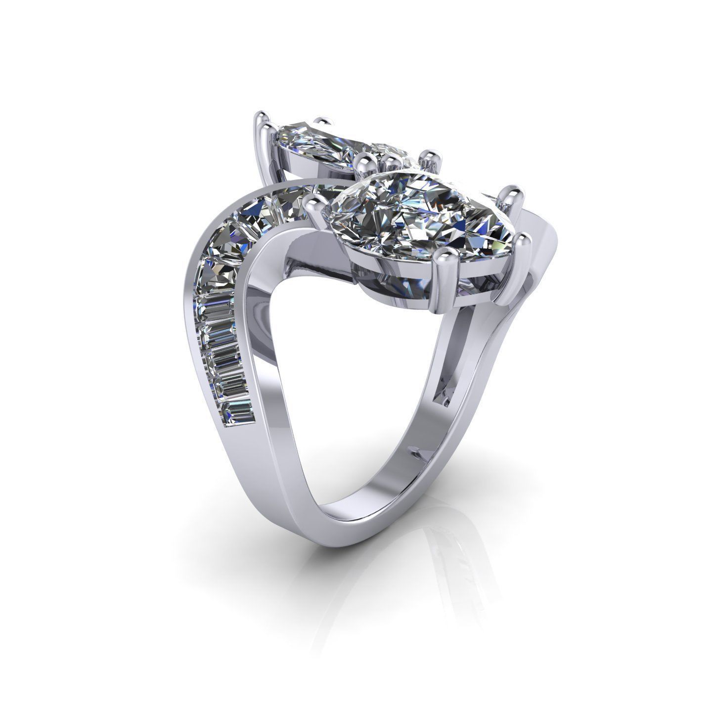 Hammes Pear Diamond Ring 3D print model_1