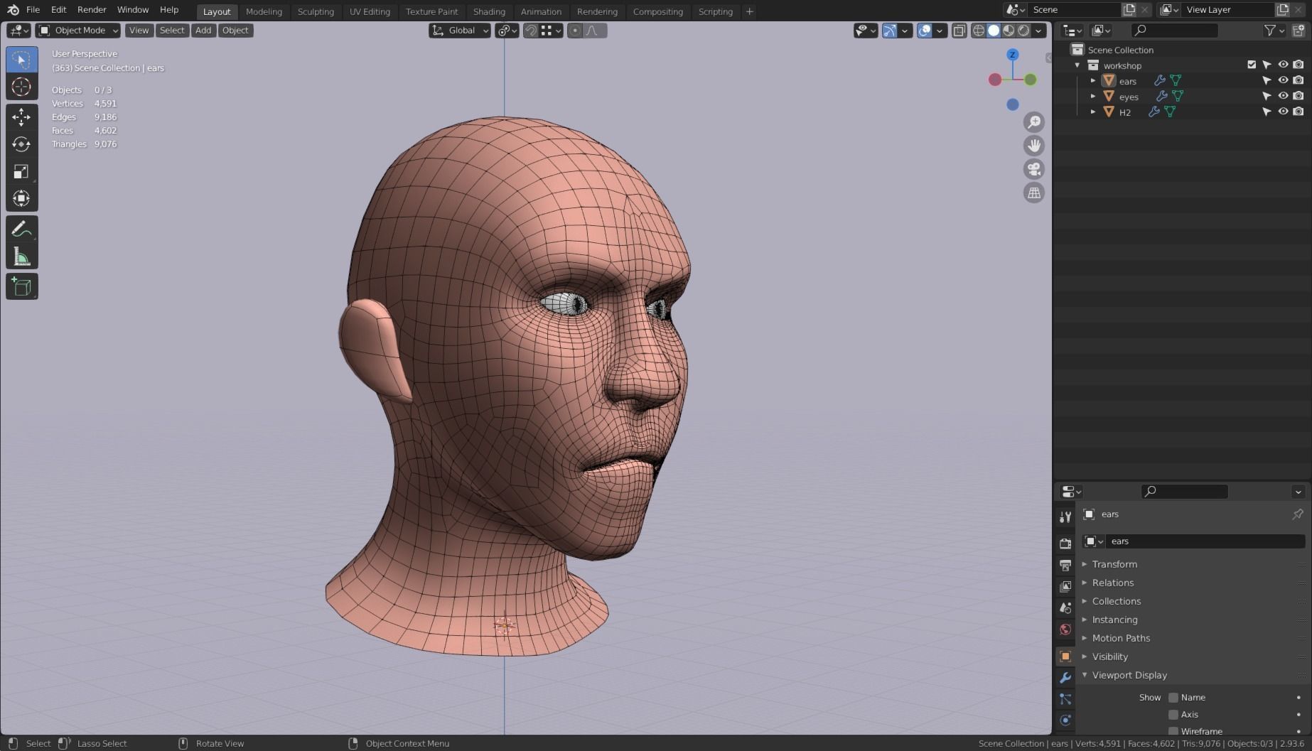Base Head 02 Free low-poly 3D model_8