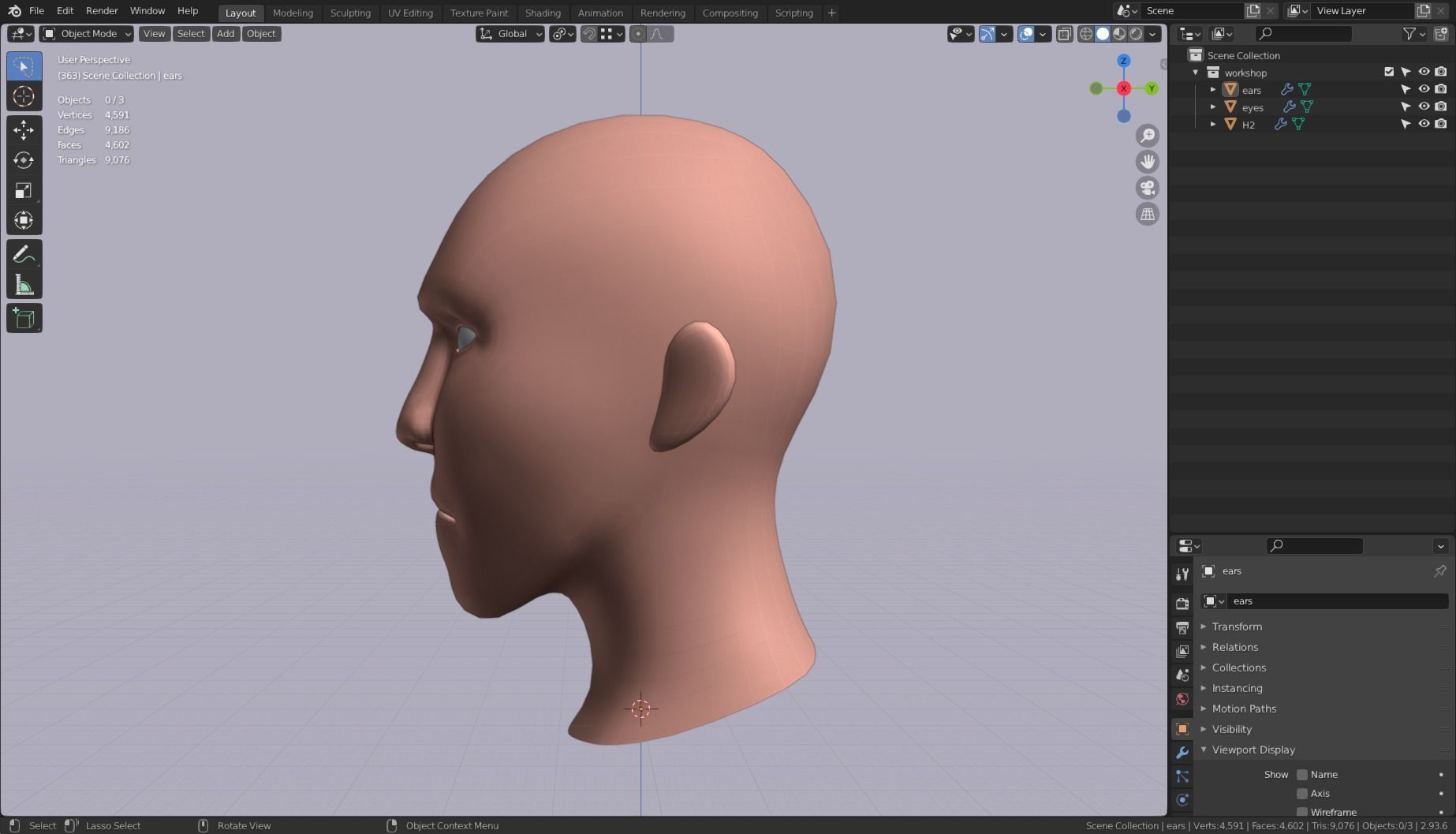 Base Head 02 Free low-poly 3D model_4