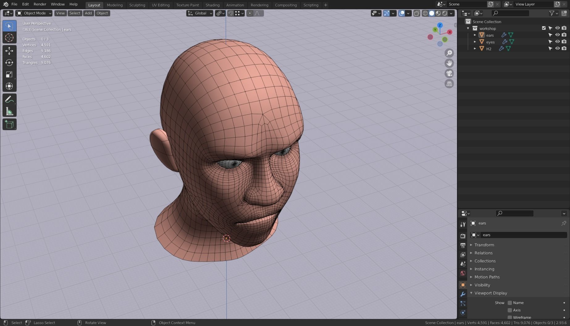 Base Head 02 Free low-poly 3D model_9