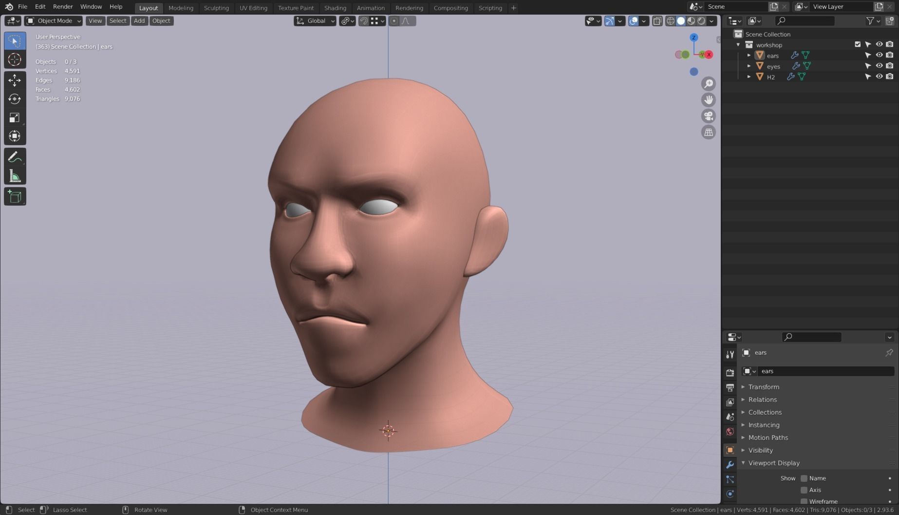 Base Head 02 Free low-poly 3D model_3