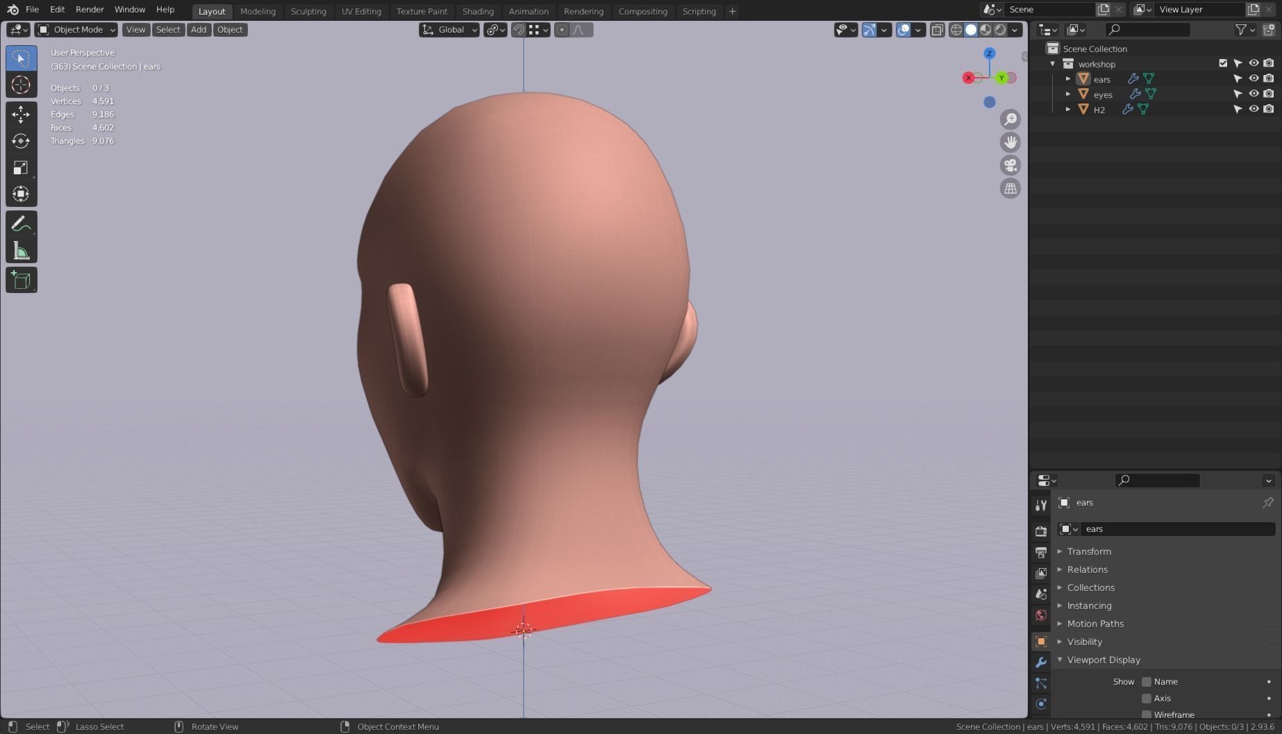 Base Head 02 Free low-poly 3D model_5