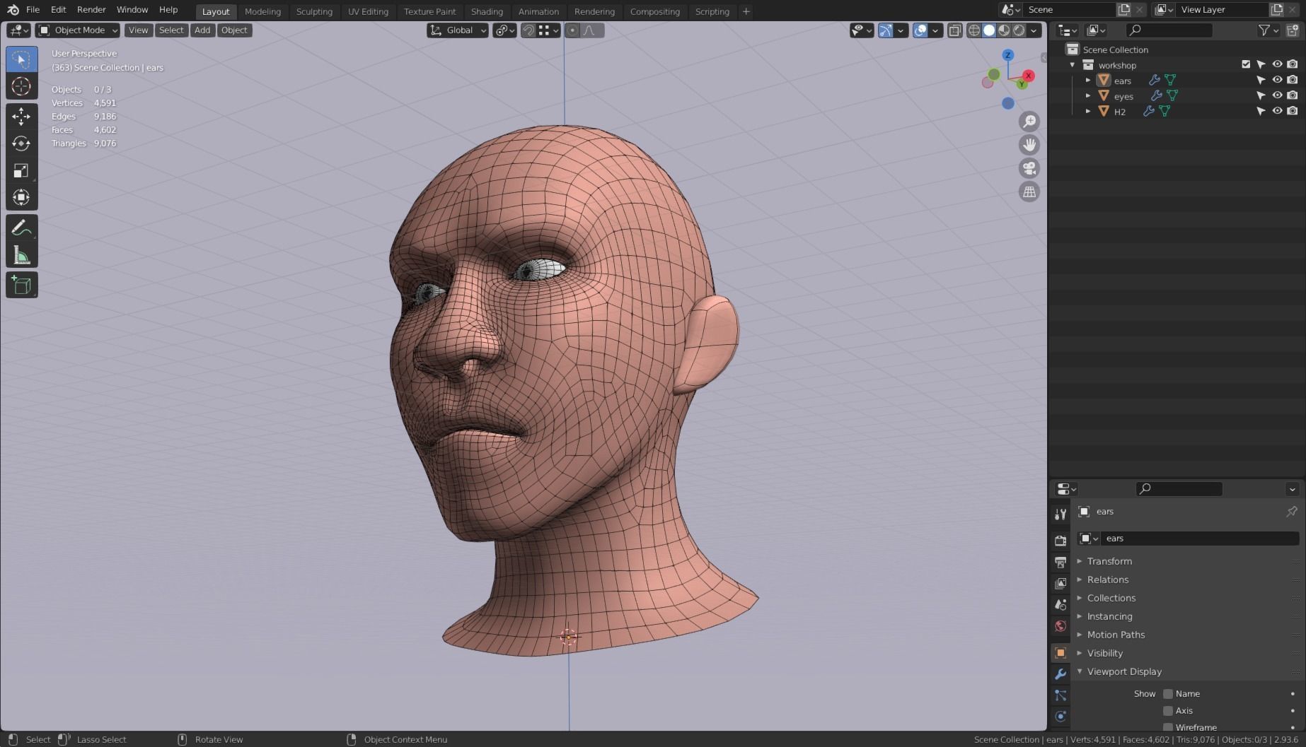 Base Head 02 Free low-poly 3D model_10