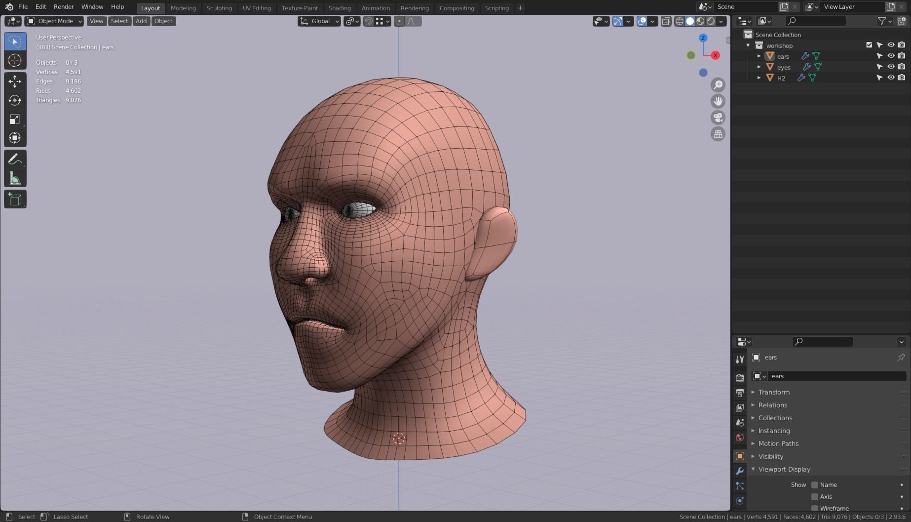 Base Head 02 Free low-poly 3D model_7