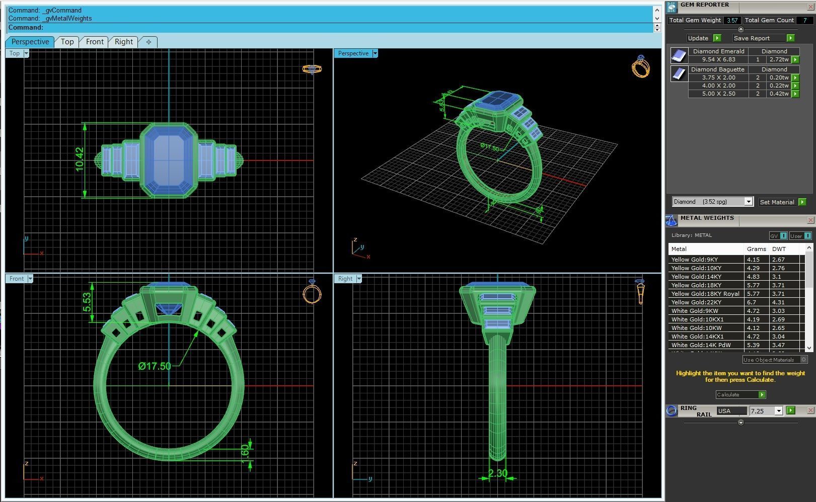 Two Side Stone Emerald Ring 3D print model_5