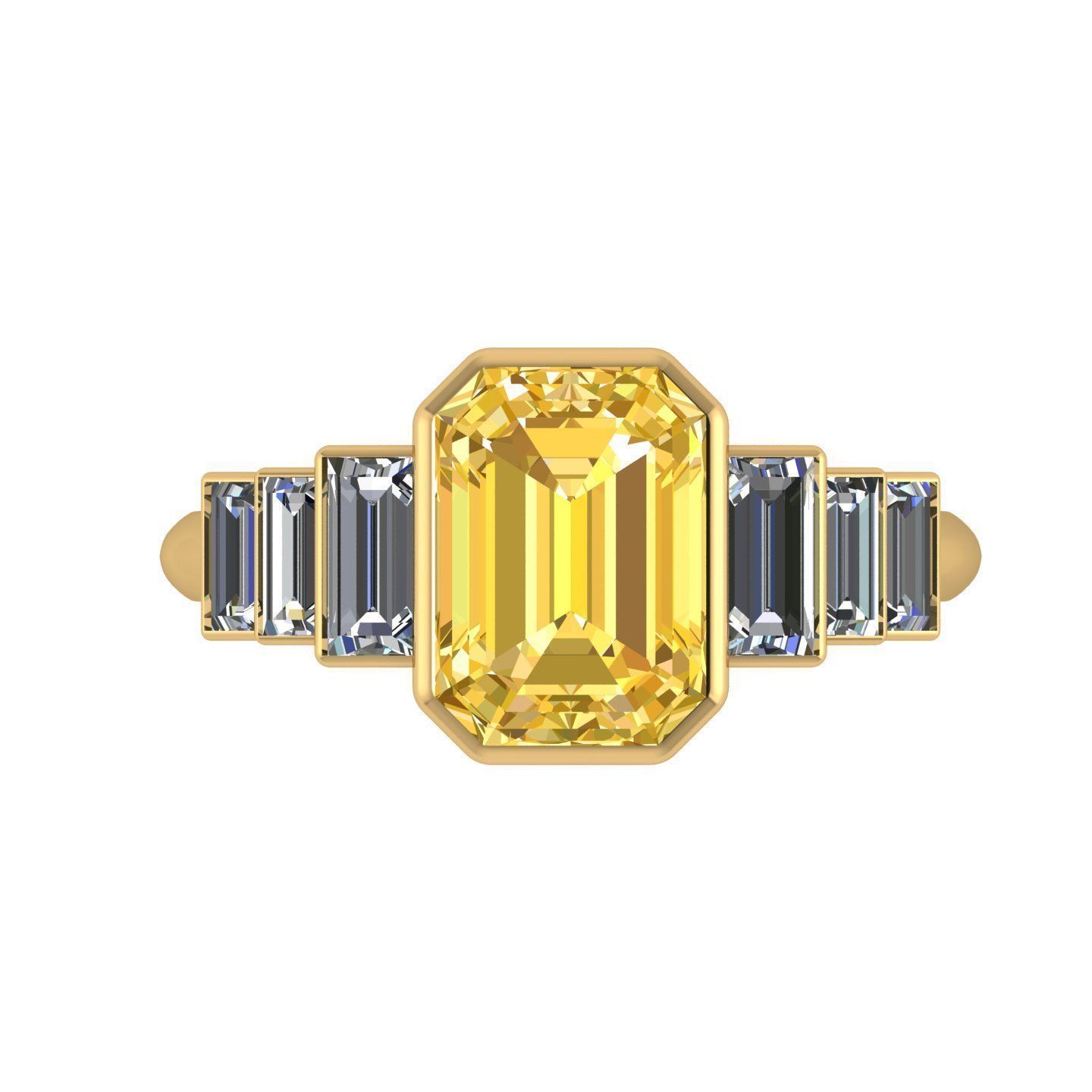 Two Side Stone Emerald Ring 3D print model_3