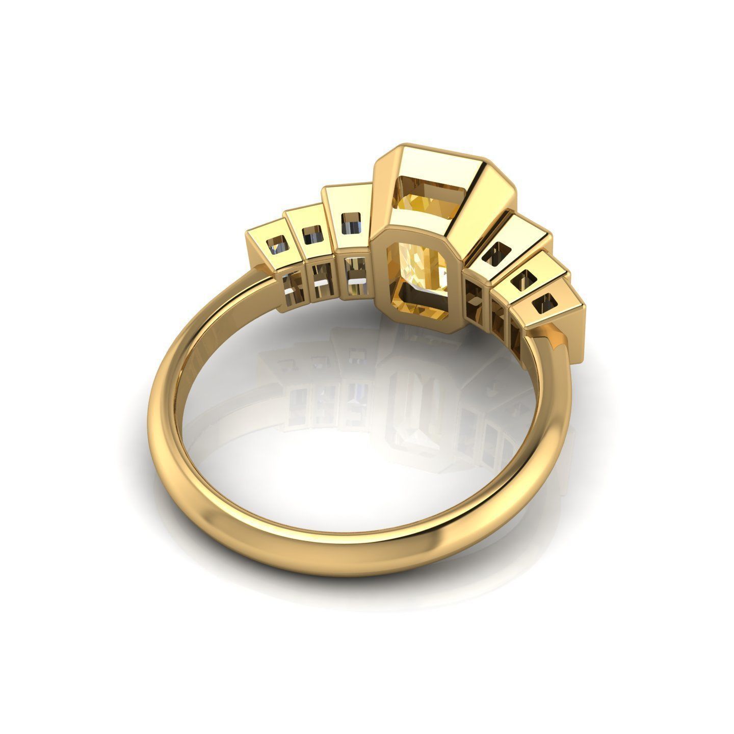 Emerald Cut Hammes Ring 3D print model_4