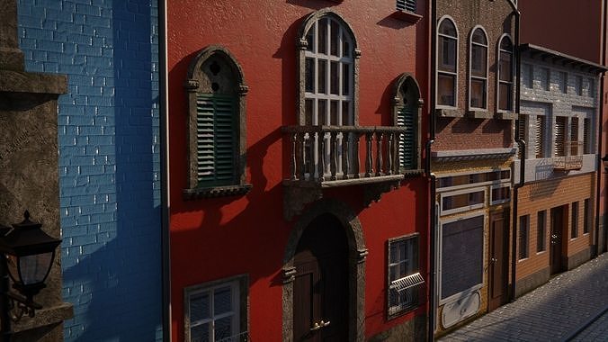 European Street 3d Scene 3D model 5