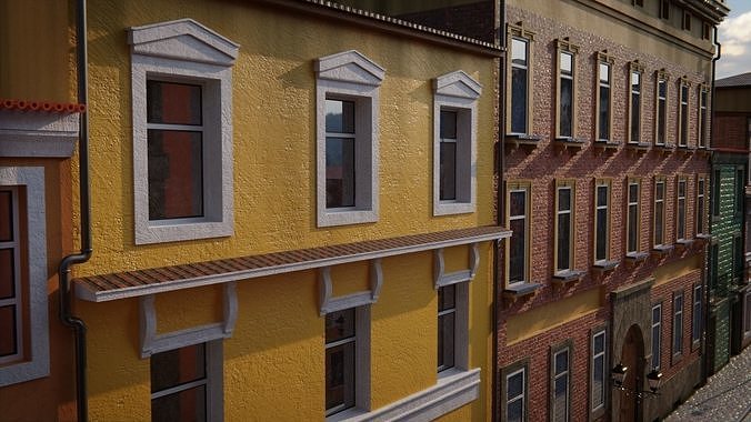 European Street 3d Scene 3D model 6