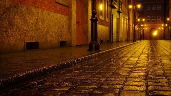 European Street 3d Scene 3D model 7
