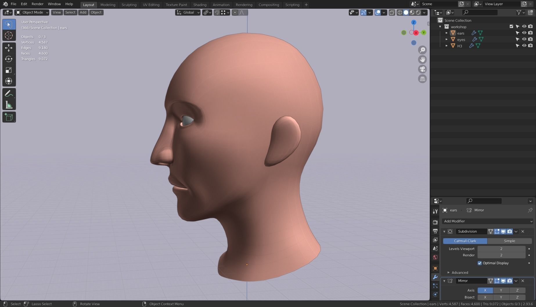 Base Head 03 Free low-poly 3D model_4