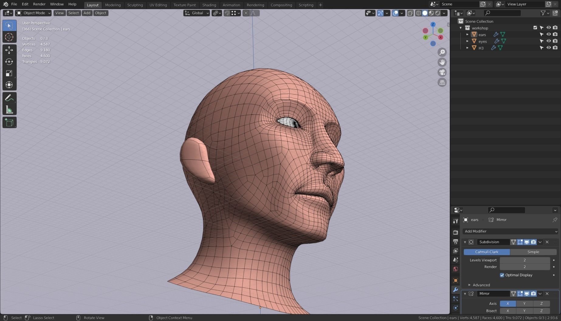 Base Head 03 Free low-poly 3D model_7