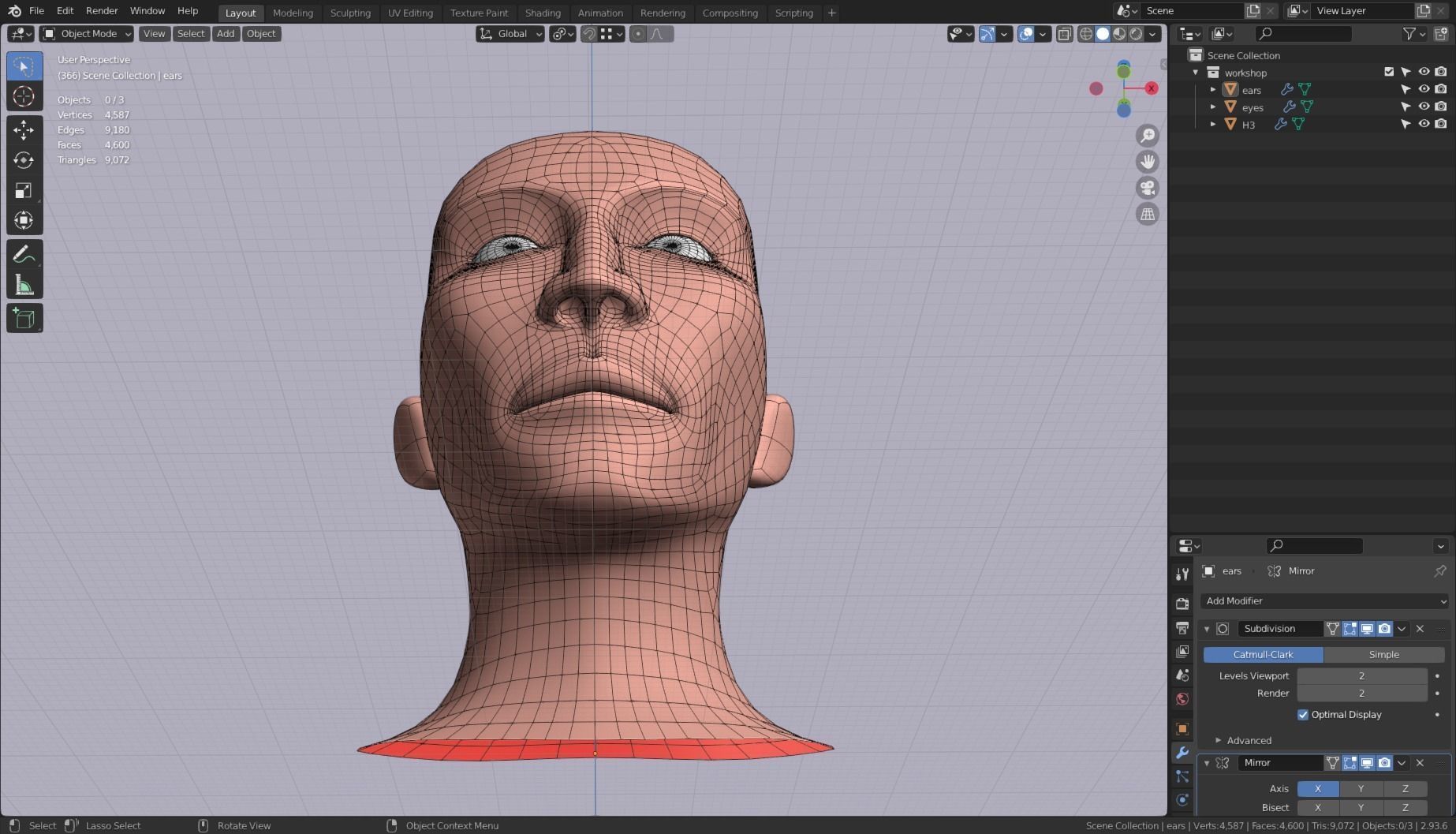 Base Head 03 Free low-poly 3D model_8