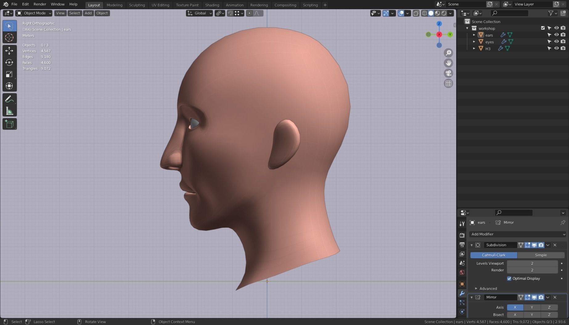 Base Head 03 Free low-poly 3D model_5