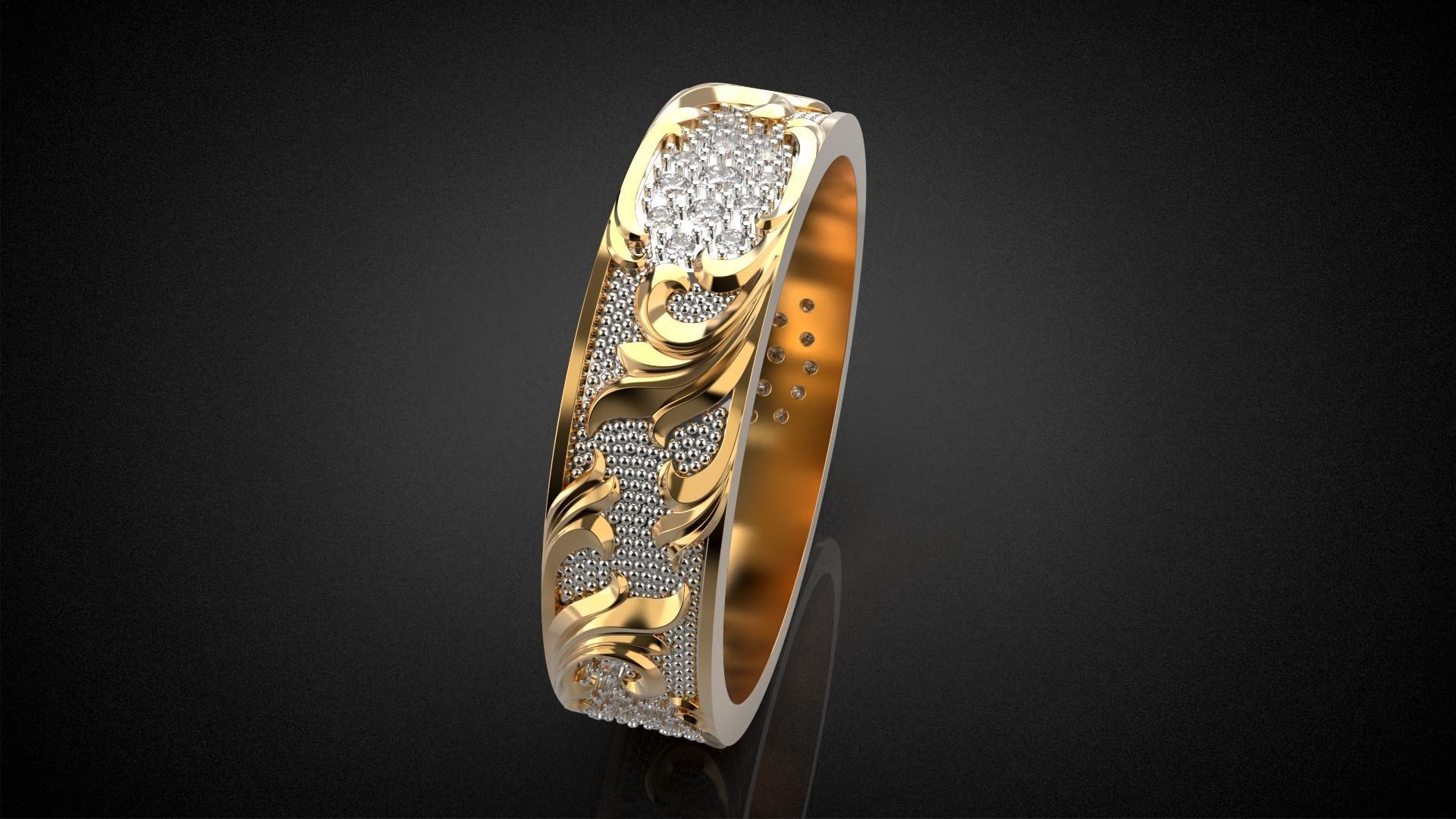 Wedding ring Golden Ratio R17 3D print model_12