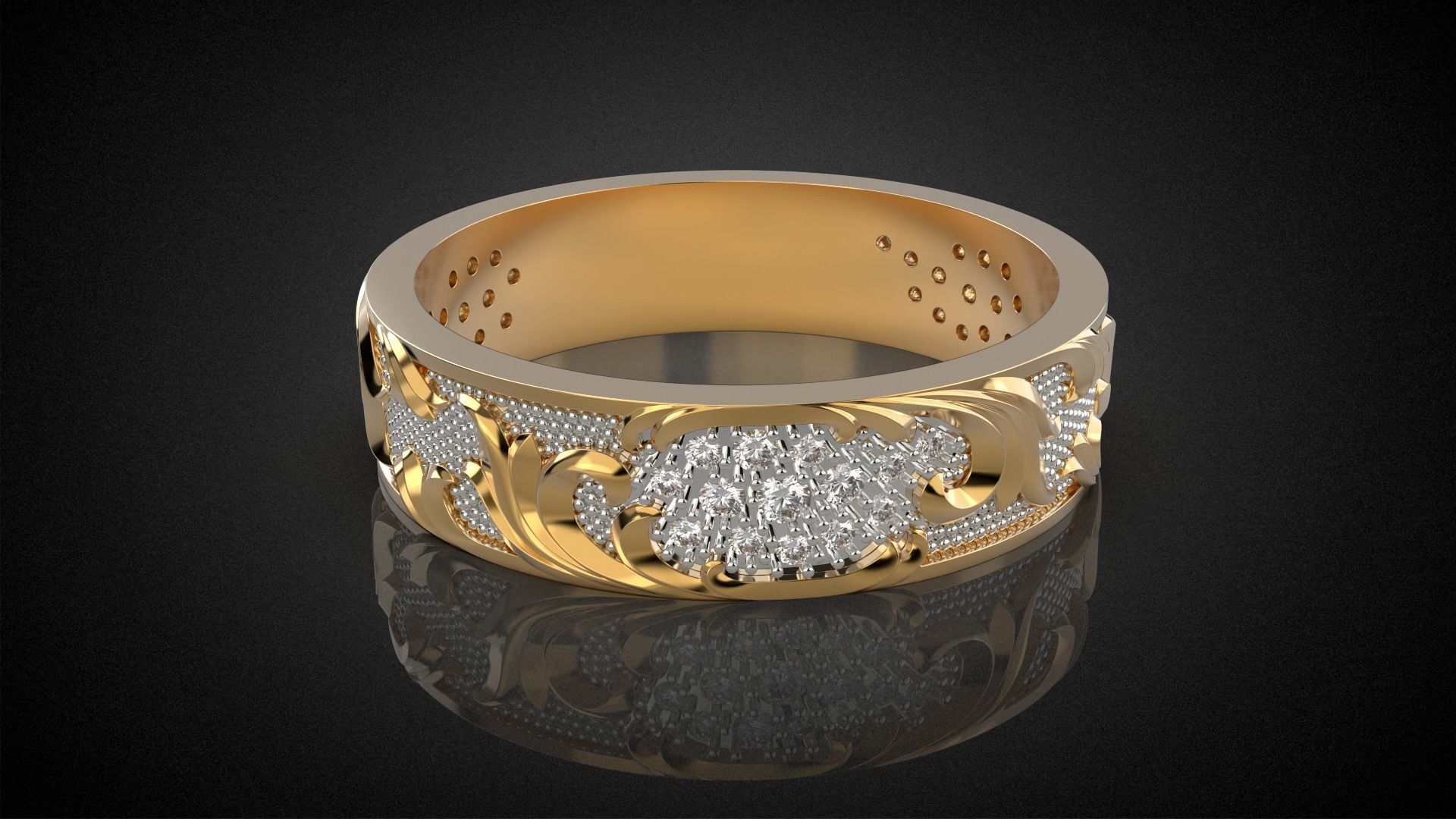 Wedding ring Golden Ratio R17 3D print model_5