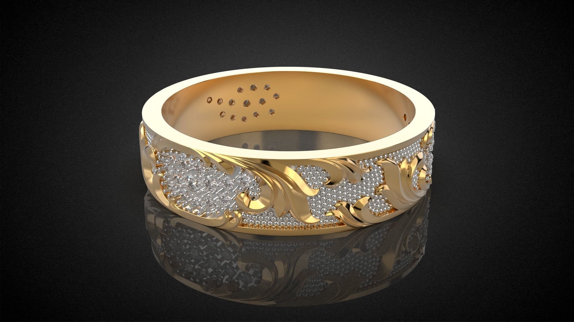 Wedding ring Golden Ratio R17 3D print model_3