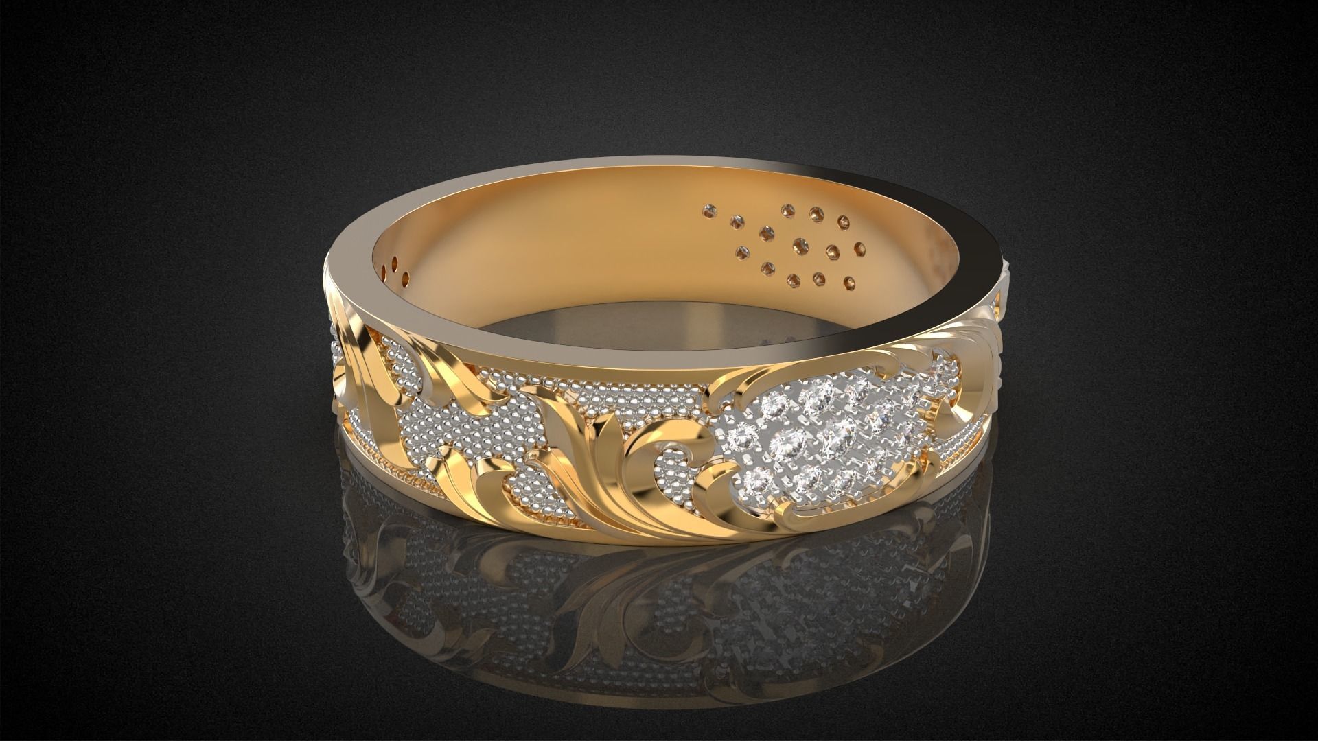 Wedding ring Golden Ratio R17 3D print model_7