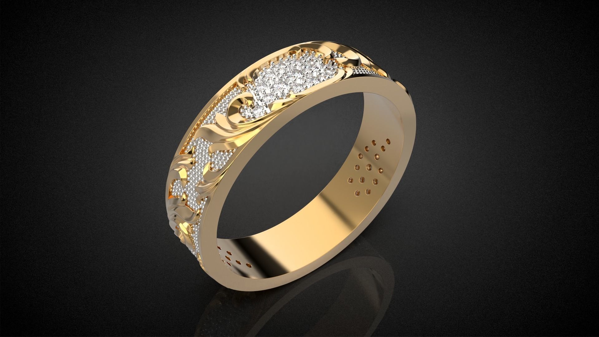 Wedding ring Golden Ratio R17 3D print model_14