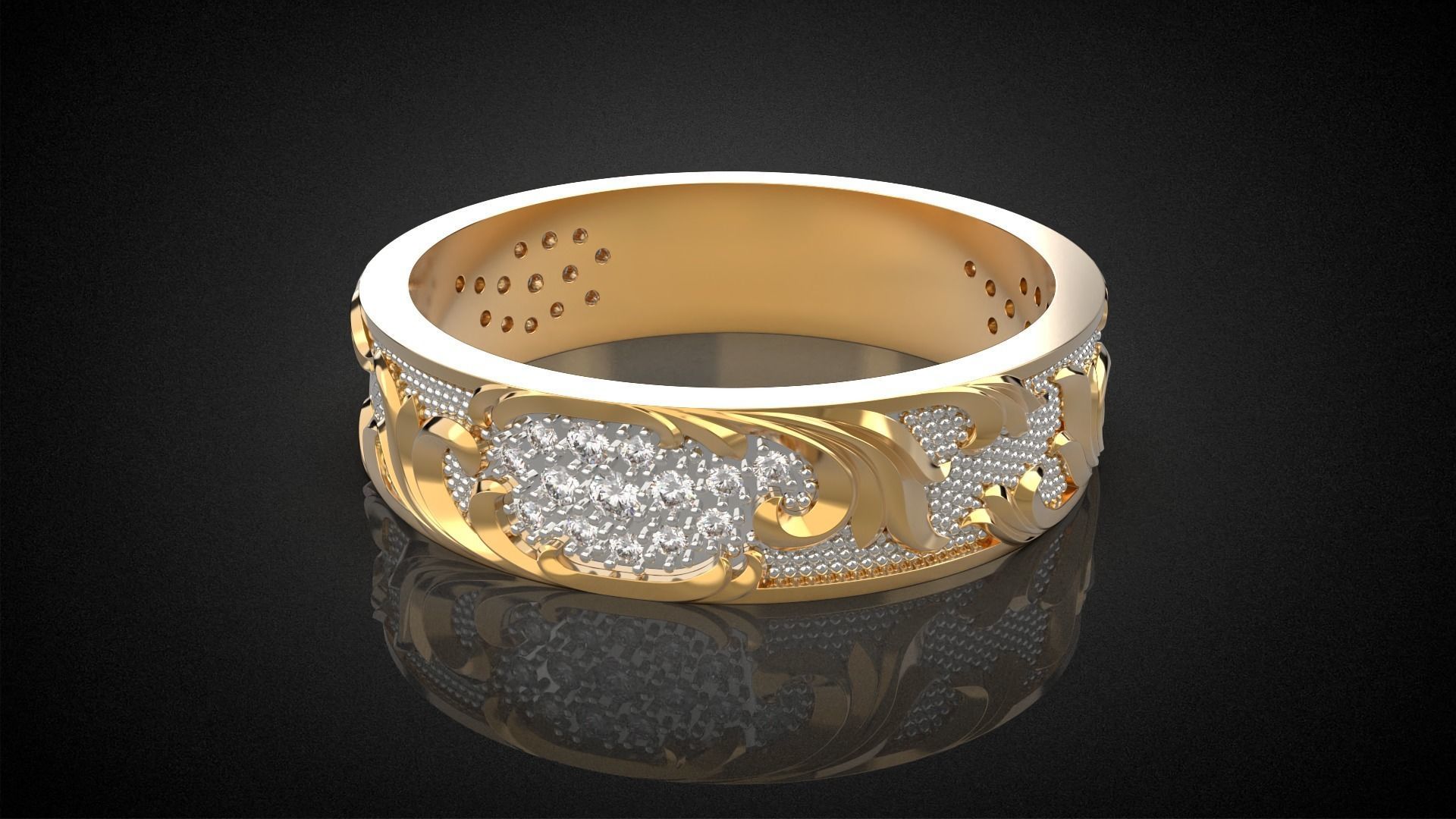 Wedding ring Golden Ratio R17 3D print model_8
