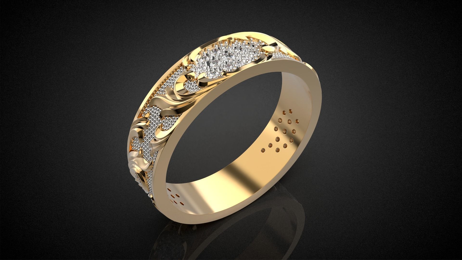 Wedding ring Golden Ratio R17 3D print model_11