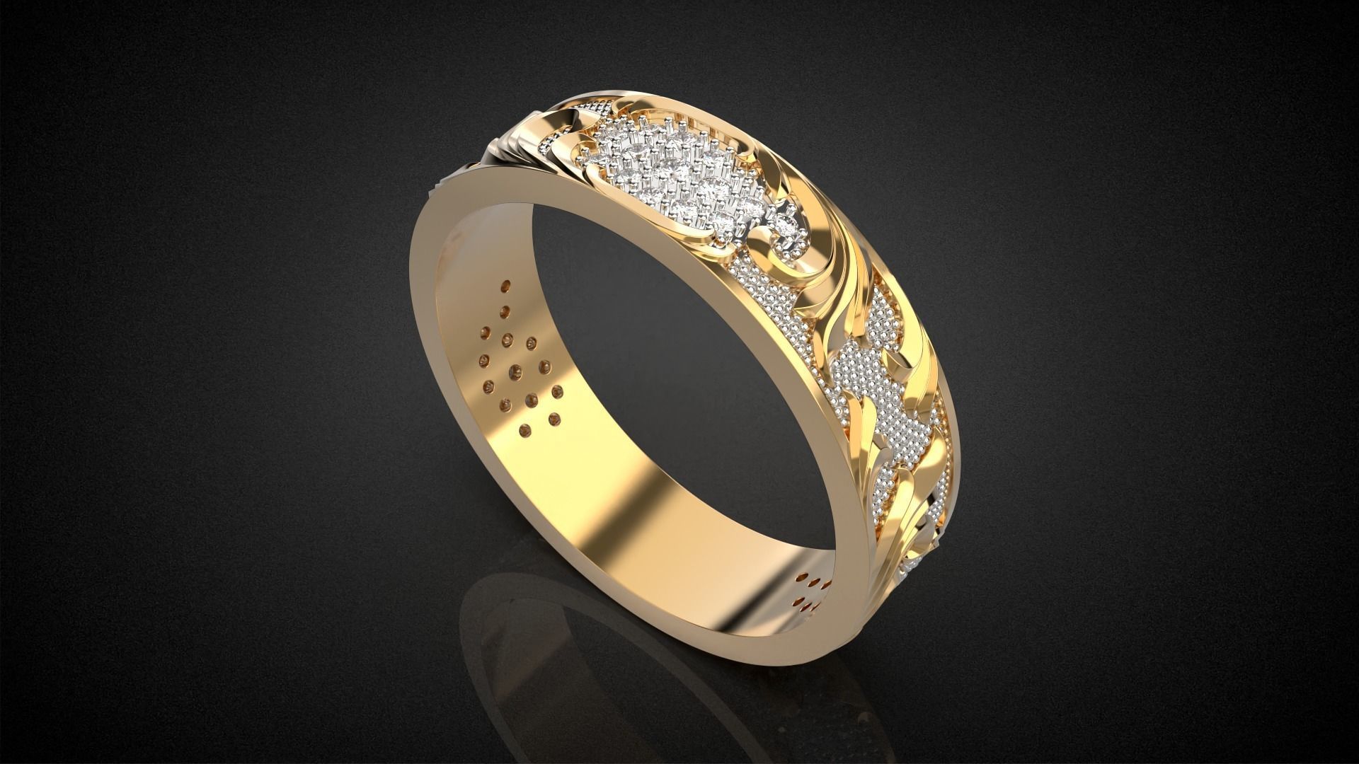 Wedding ring Golden Ratio R17 3D print model_9