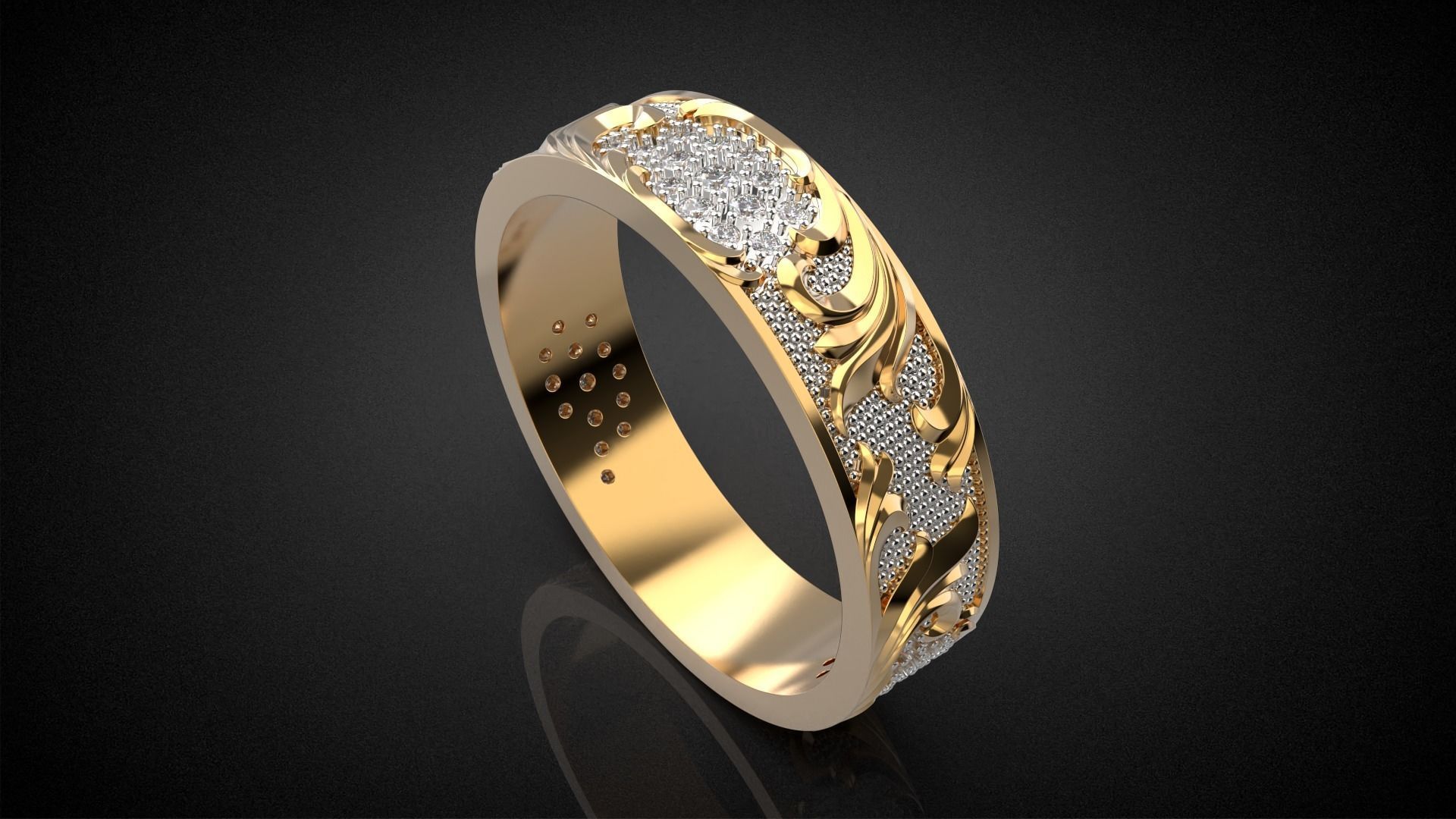 Wedding ring Golden Ratio R17 3D print model_13