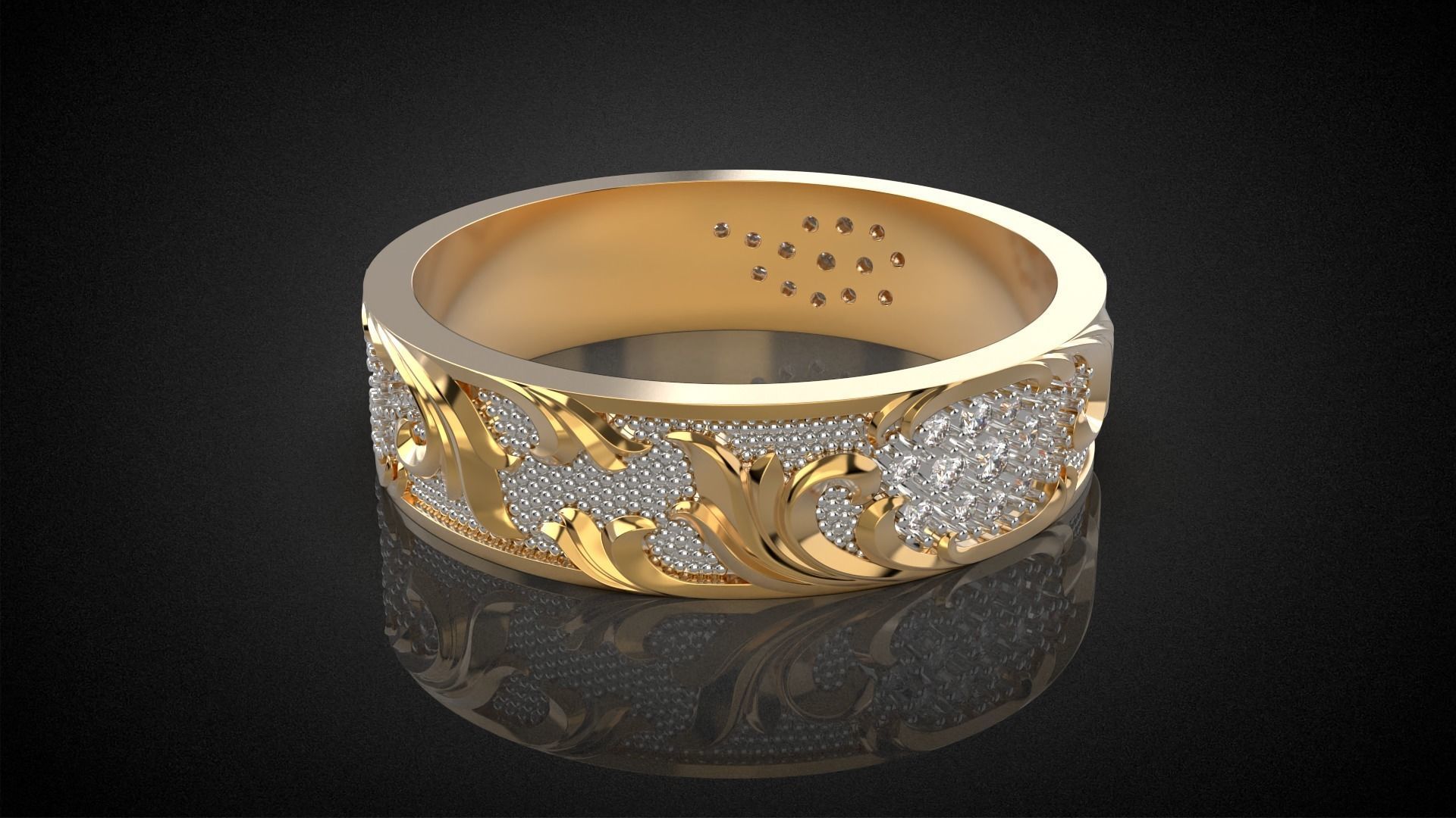 Wedding ring Golden Ratio R17 3D print model_4