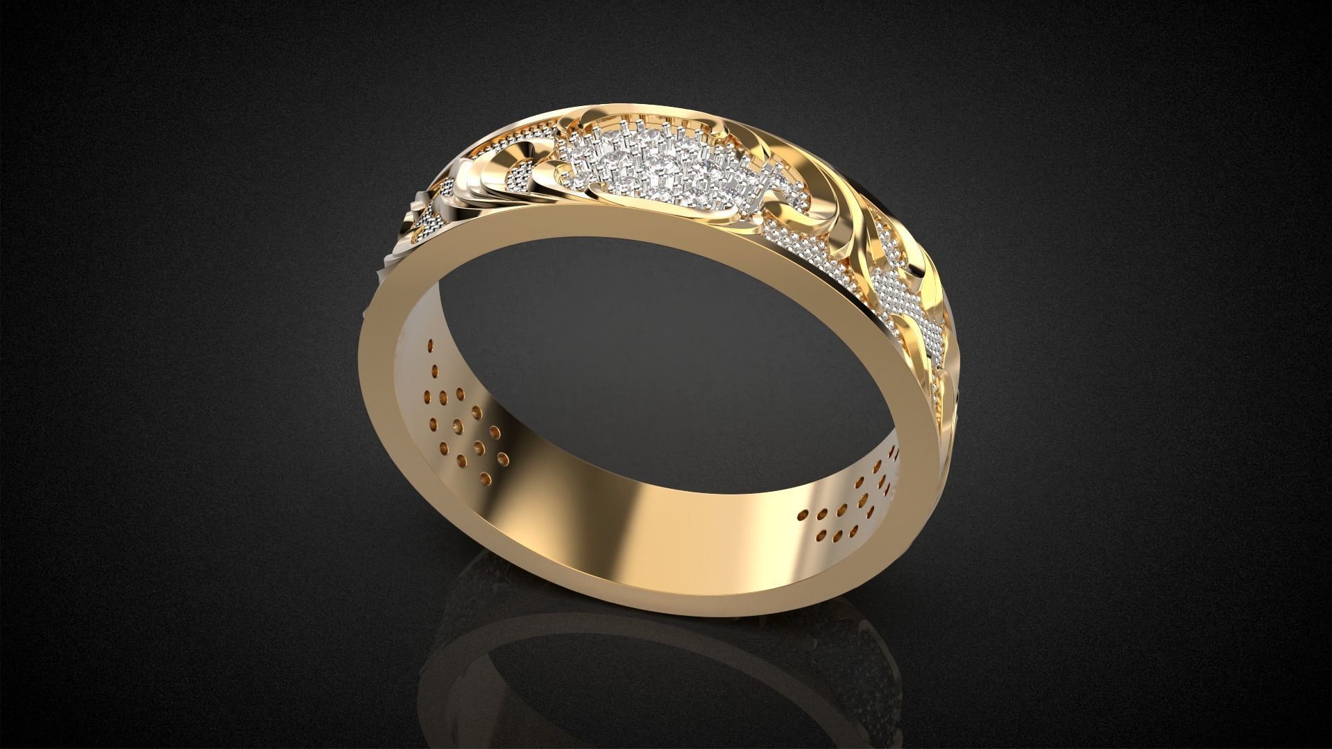 Wedding ring Golden Ratio R17 3D print model_10
