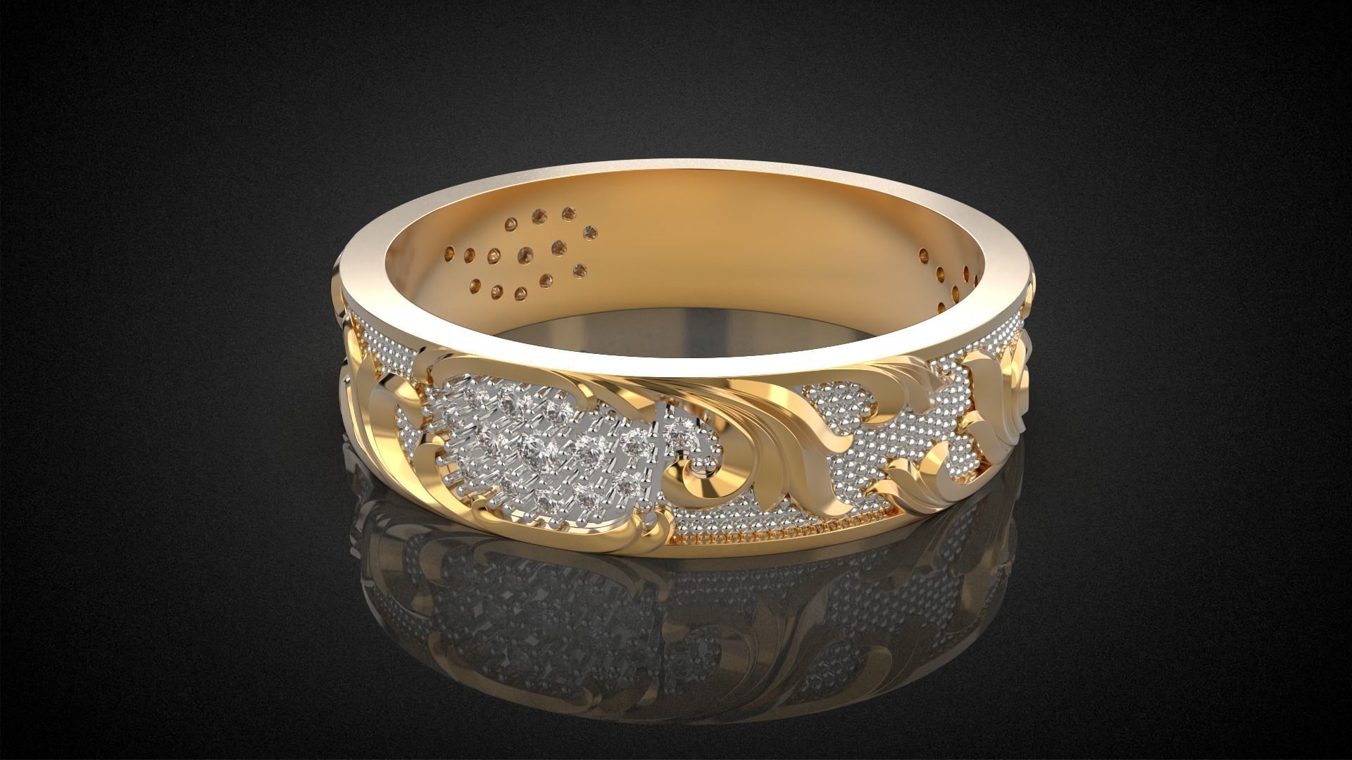 Wedding ring Golden Ratio R17 3D print model_6