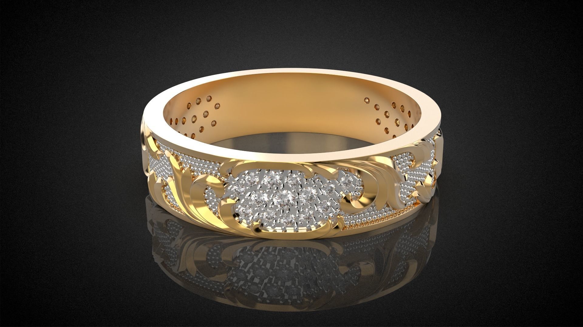 Wedding ring Golden Ratio R17 3D print model_2