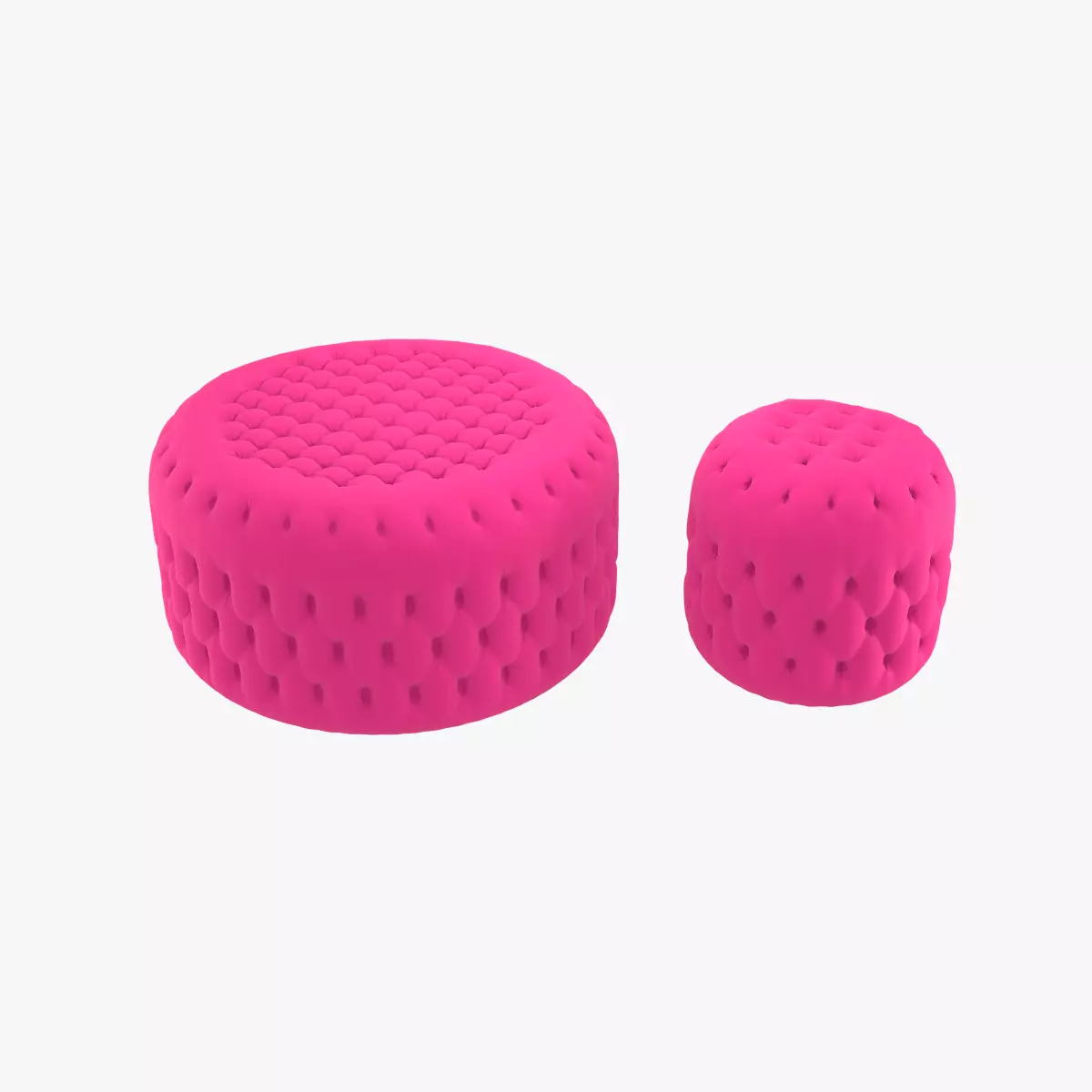 Round tufted ottoman pourple fabric 3D model