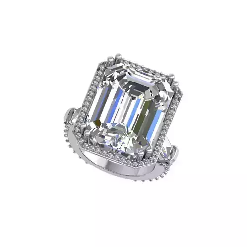 White Emerald Engagement Ring Low-poly 3D model