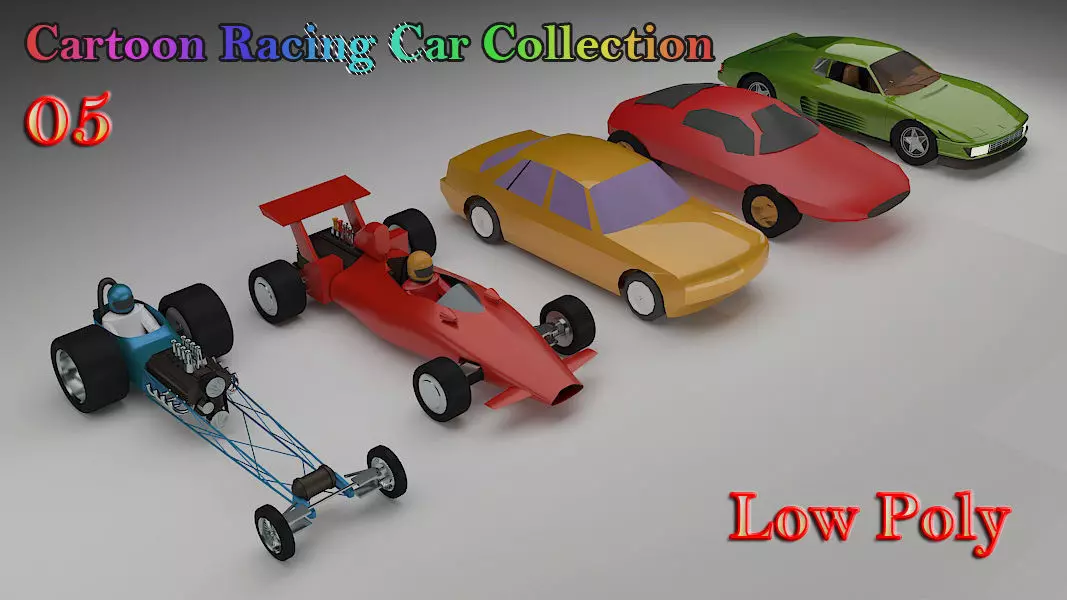 Cartoon Racing Car Collection Low-poly 3D model