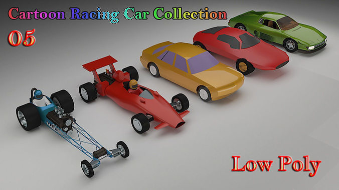 Cartoon Racing Car Collection Low-poly 3D model