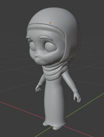 character cartoon in hijab 3D model_4