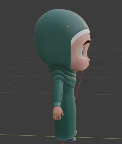 character cartoon in hijab 3D model_2