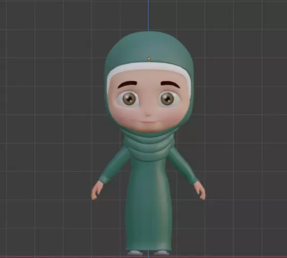 character cartoon in hijab 3D model_0
