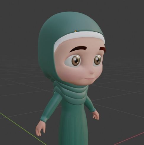 character cartoon in hijab 3D model_1
