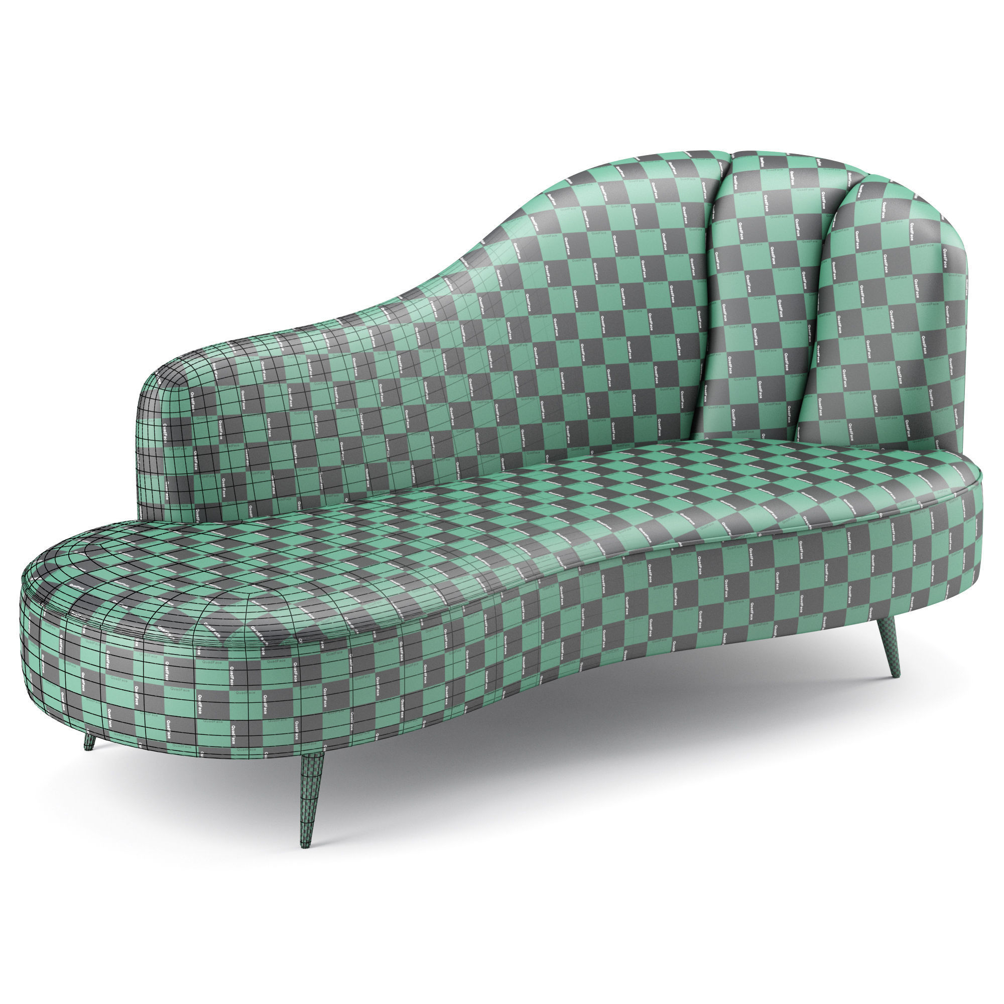 Copine Peacock Velvet Curved Chaise Lounge 3D model_5