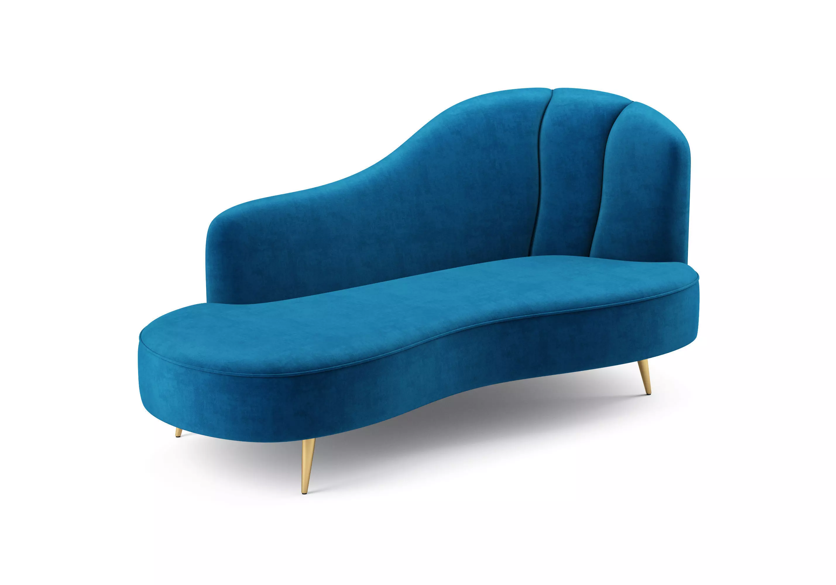 Copine Peacock Velvet Curved Chaise Lounge 3D model_0