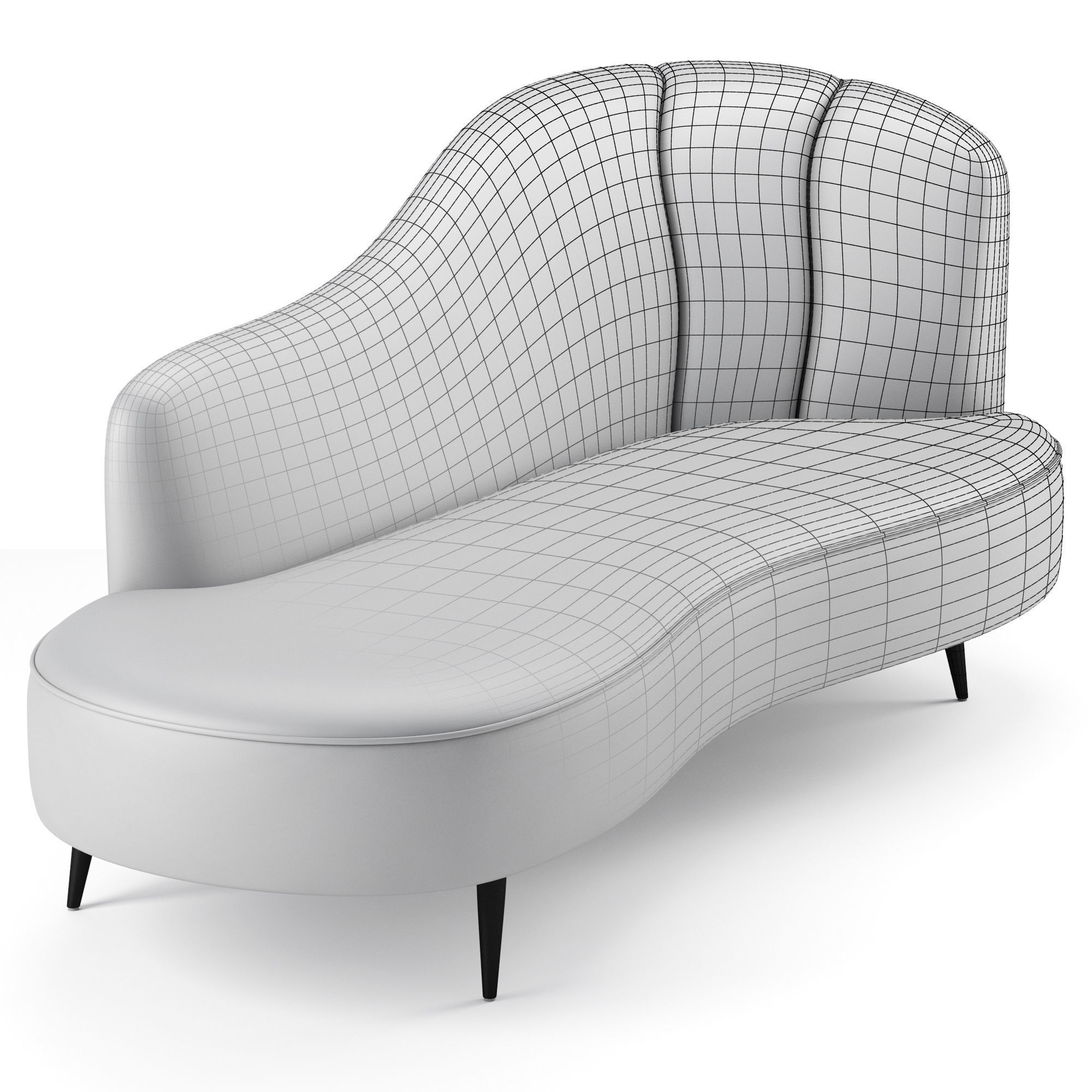 Copine Peacock Velvet Curved Chaise Lounge 3D model_6