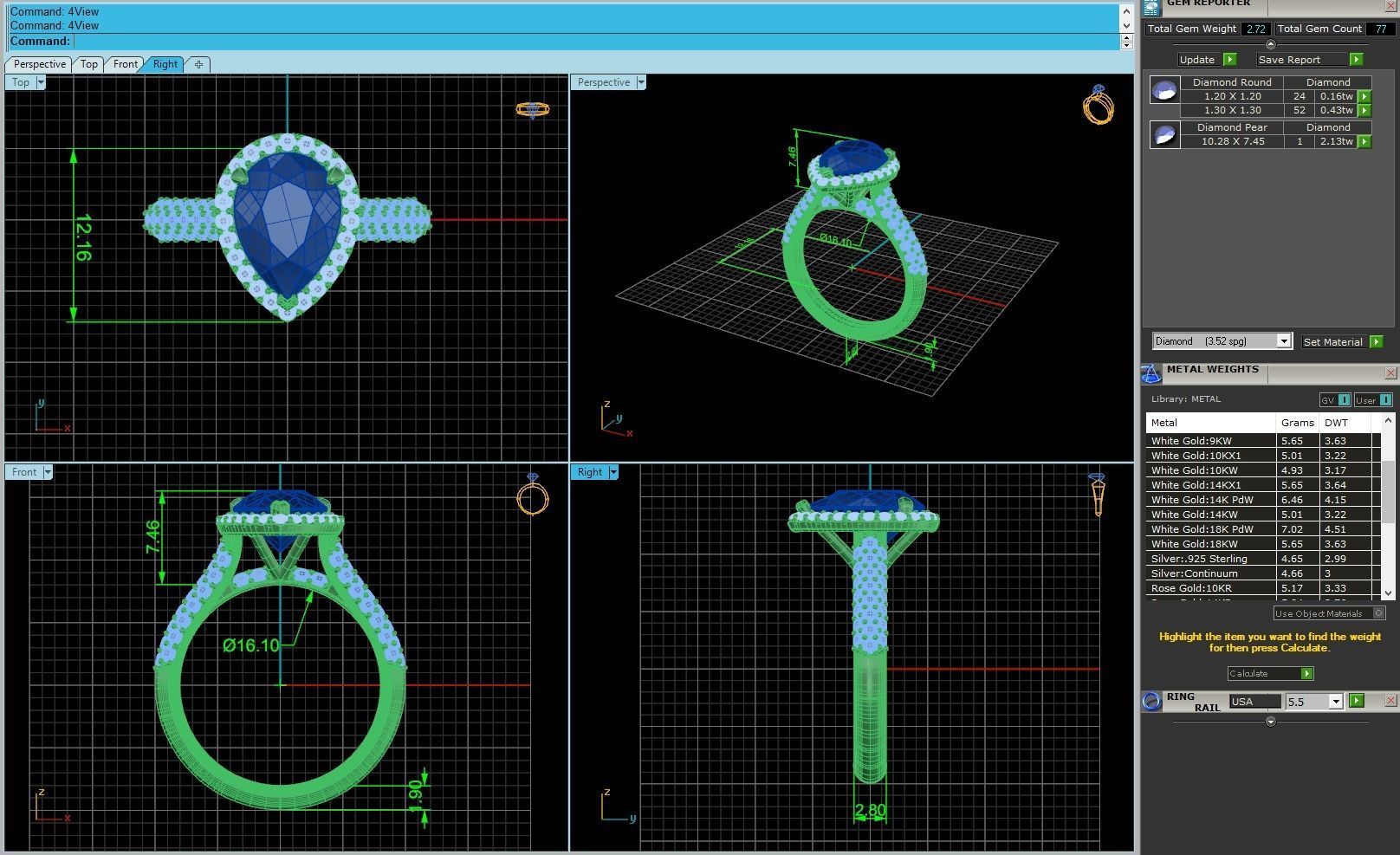 Verragio Pear Engagement Ring 3D print model_2