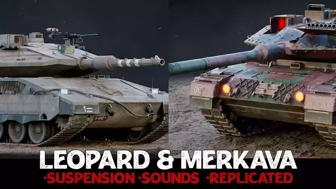 Leopard 2A7 and Merkava Mk 4 - Advanced Blueprint Combo Pack UE4 Low-poly 3D model