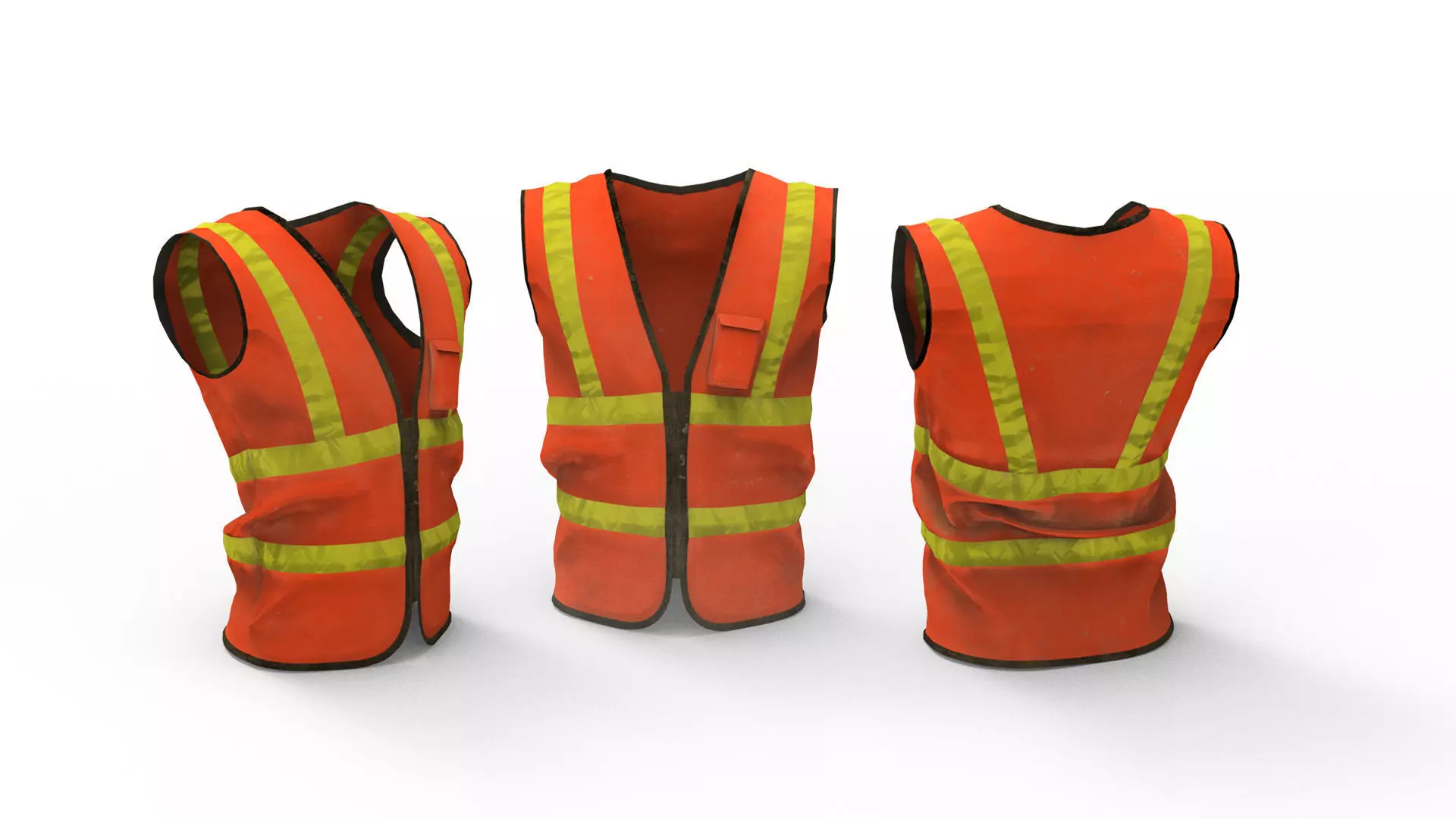 Realistic Worker Vest Low-poly 3D model_0