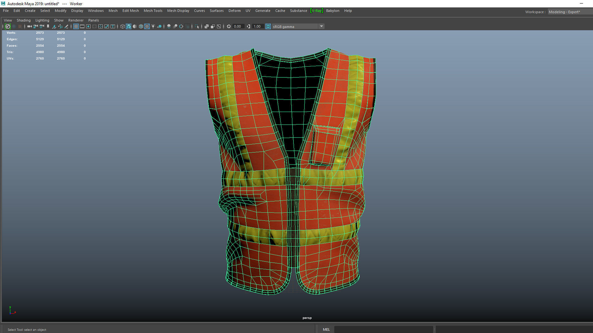 Realistic Worker Vest Low-poly 3D model_2