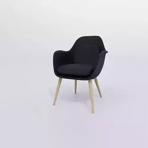 Swoon Dining Chair Wood Dark Low-poly 3D model