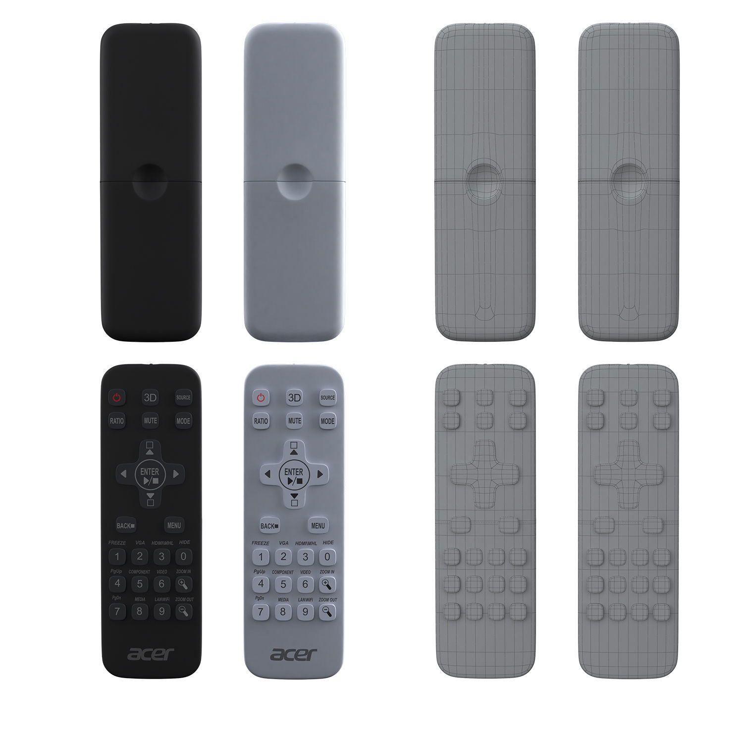 Acer X1326awh Black And White 3D model_3