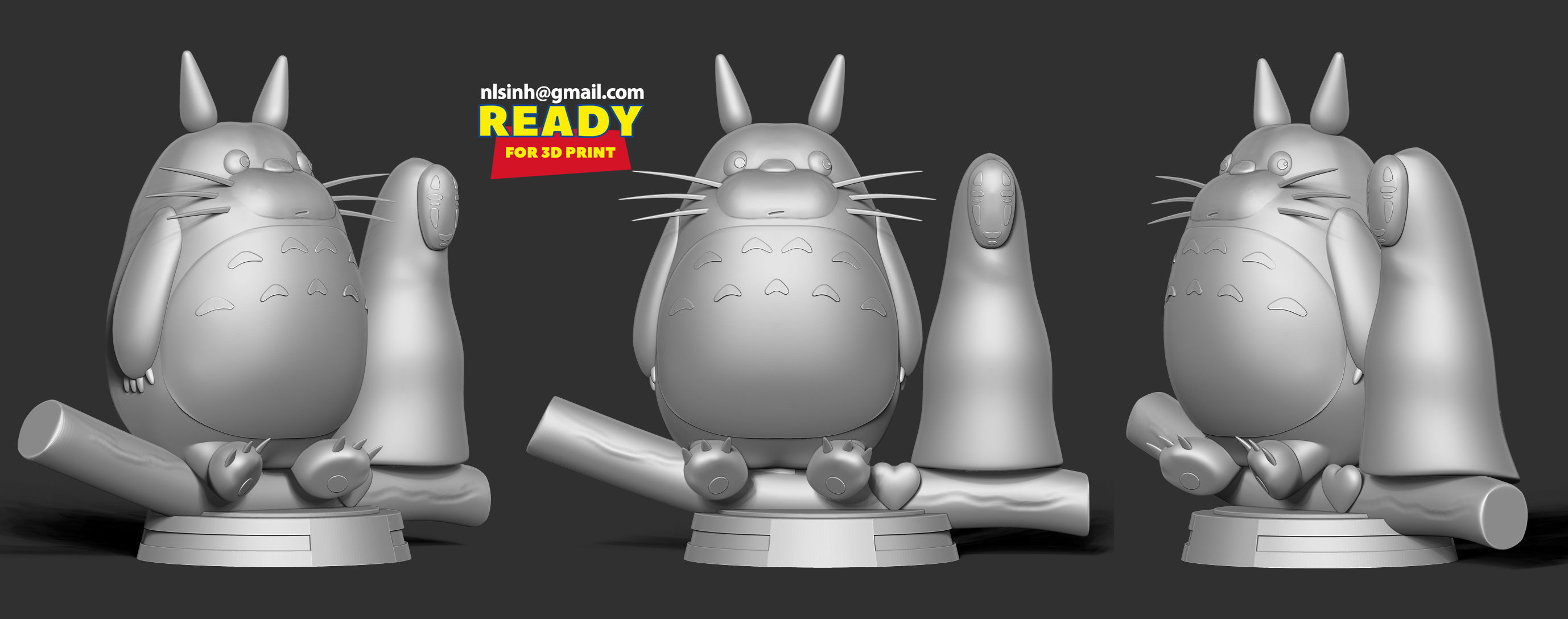 Totoro and No-Face 3D print model_3