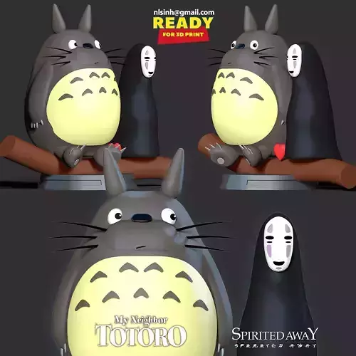 Totoro and No-Face 3D print model